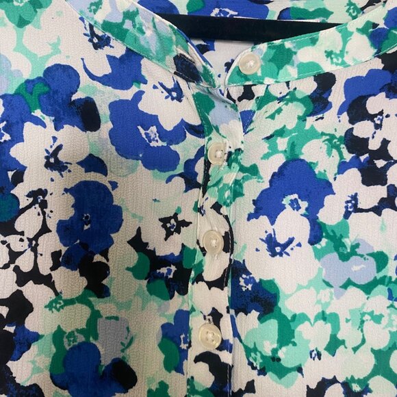 Croft & Barrow‎ Blouse Womens XL Floral Green Blue 3/4 Sleeves Casual Flowy - Picture 5 of 10